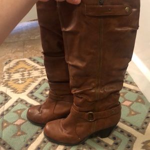 Wide calf slouchy riding boots